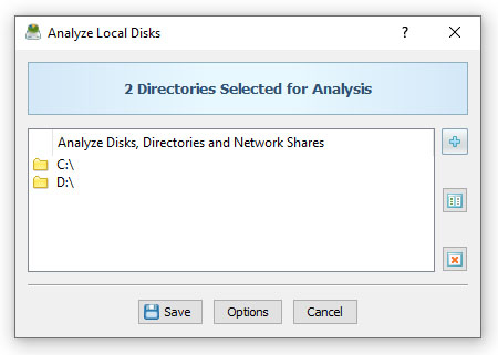 DiskSavvy Disk Space Analysis Input Directories