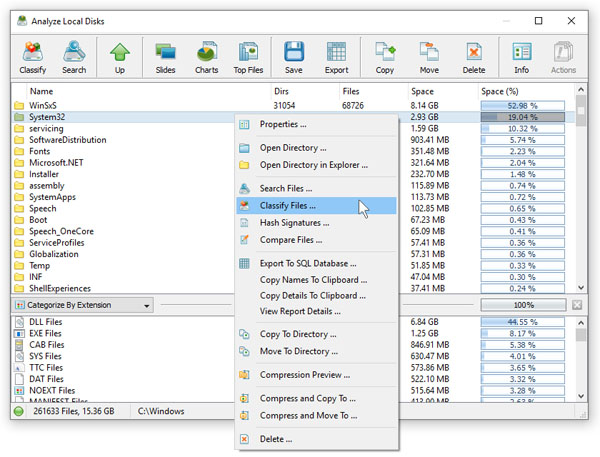 DiskSavvy Disk Space Analysis Results
