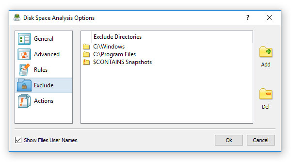 Exclude Directories From Disk Space Analysis