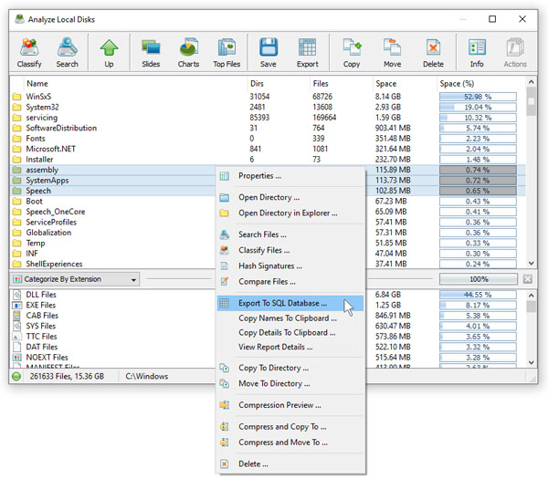 DiskSavvy Export Results to SQL Database