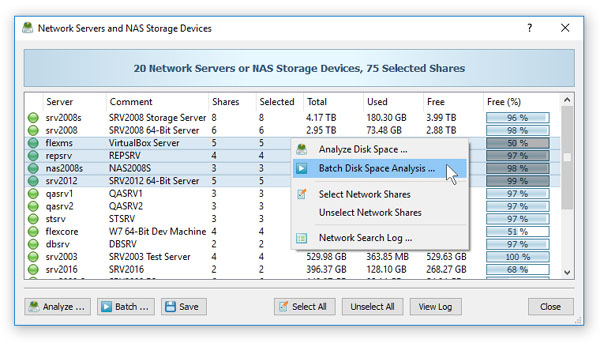 Batch Disk Space Analysis Operations