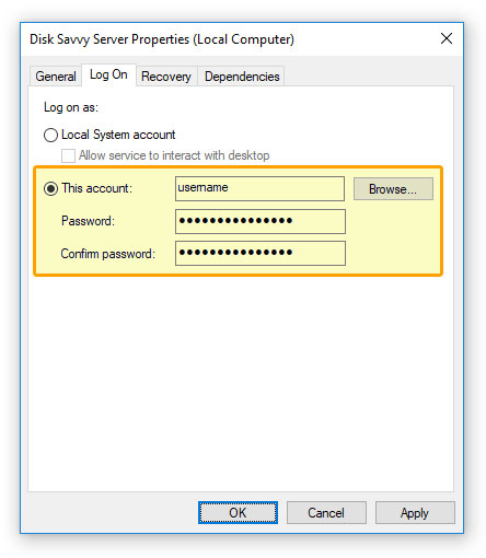 Disk Space Analysis Server Service