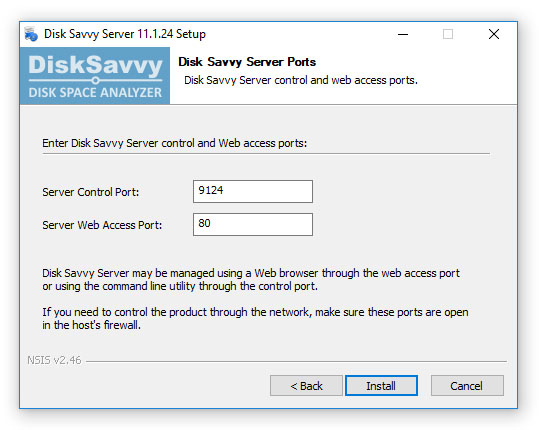 DiskSavvy Server Installation Ports